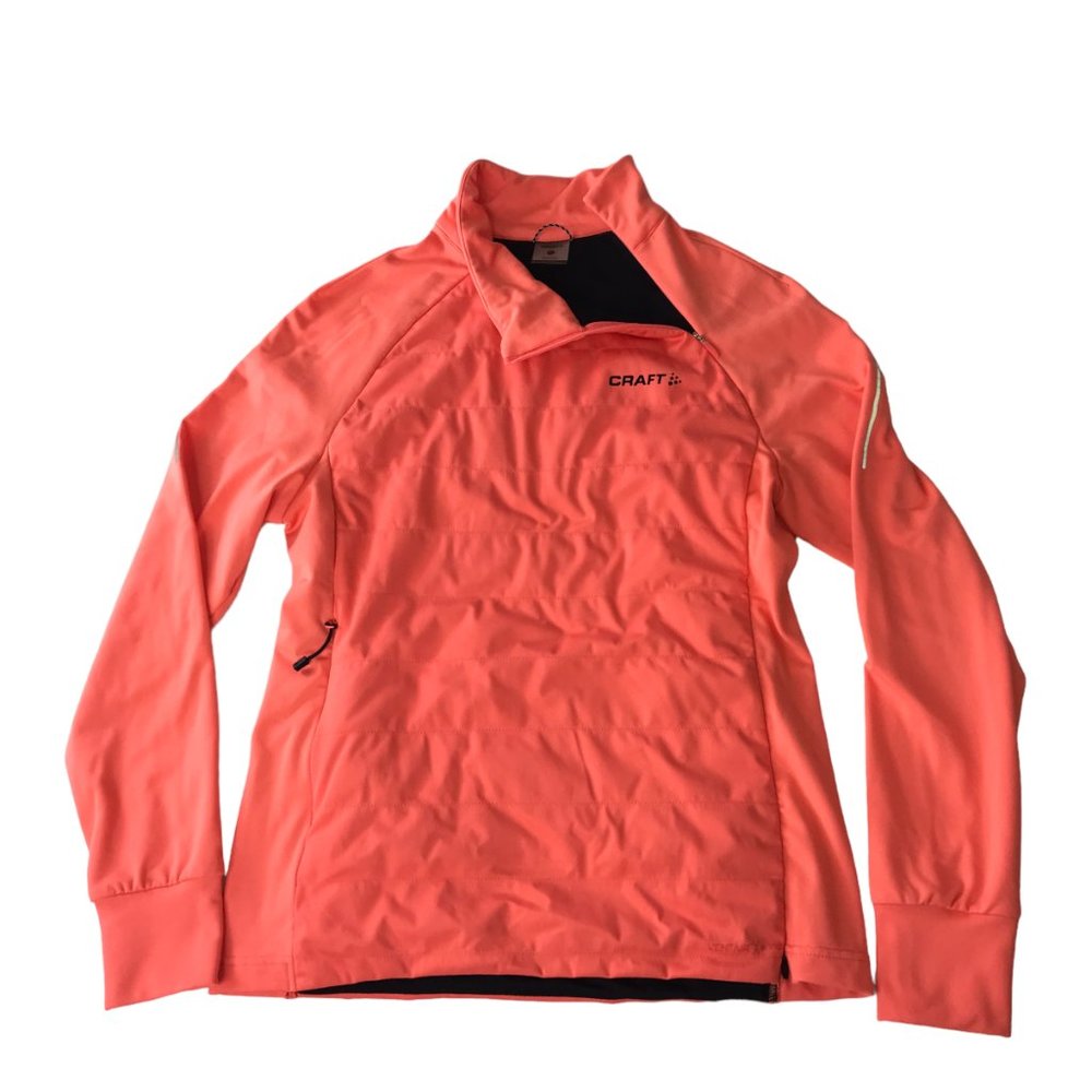 CRAFT Skiing Ski Puffer Padded Pullover Sweater Sweatshirt.  Orange.  Long sleev